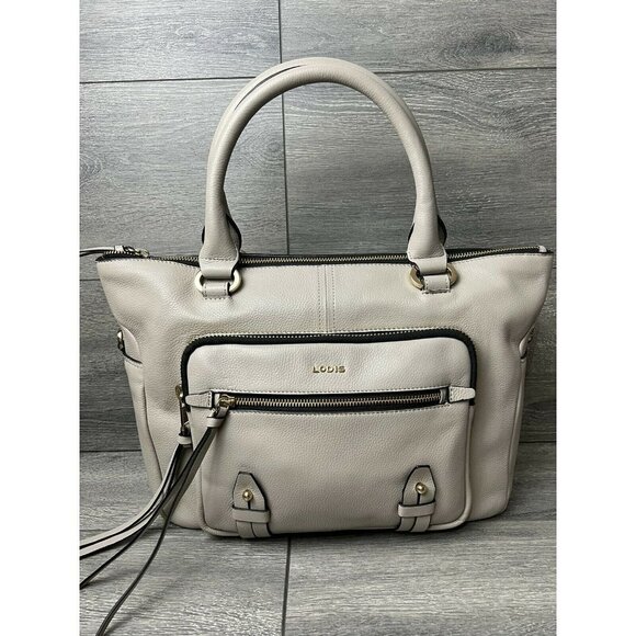 LODIS Large Leather Sport Satchel - Ellie Truffle, Gray Satchel - Picture 1 of 7